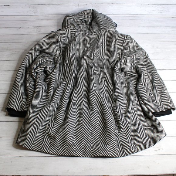 Details Intl Women's Winter Coat Plus Size 3X Wool Hooded Herringbone - Picture 7 of 9